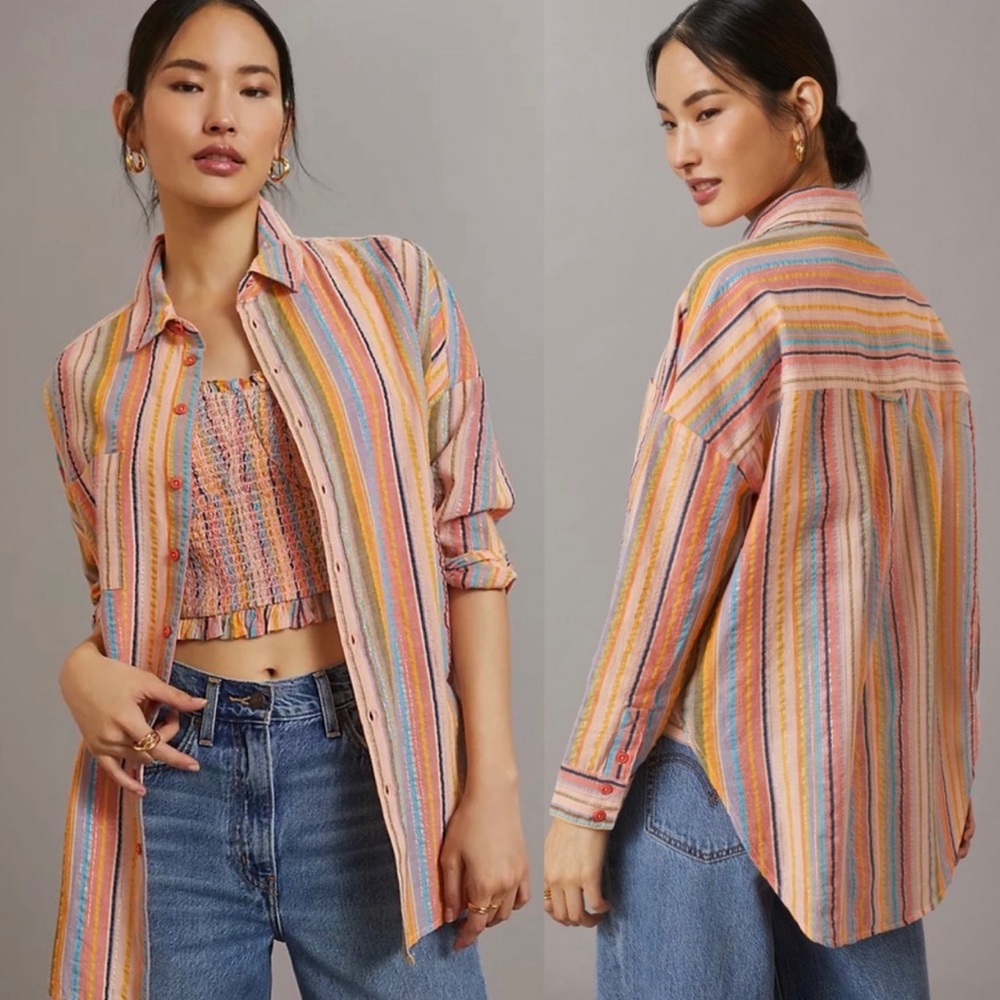Pilcro Multicolor Striped Button Down Shirt